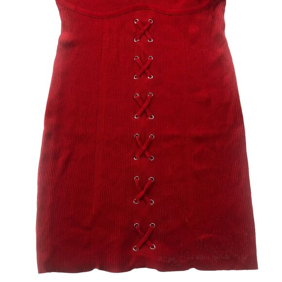 Almost Famous Red Corset Body Con Sweater Dress Size 1X NWT - Picture 4 of 14